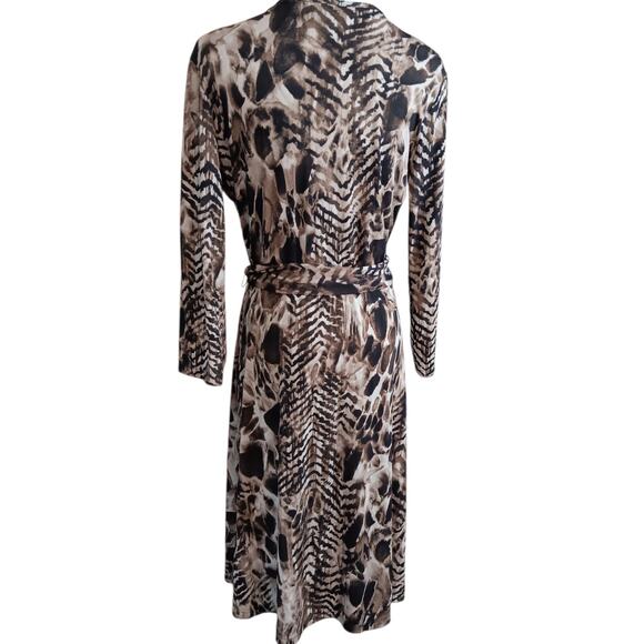 CHICO'S 1 Faux Wrap Dress Stretch Slinky‎ Medium Animal Print Career Travel Trip - Picture 2 of 7